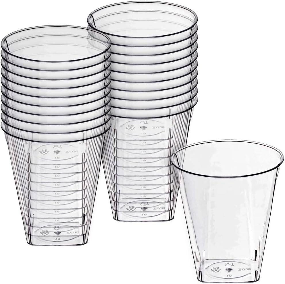 Clear Square Bottom Plastic Shot Cups (2 oz.) - Pack of 20 - Elegant & Transparent - Perfect for Parties, Gatherings & Everyday Use - Product Image