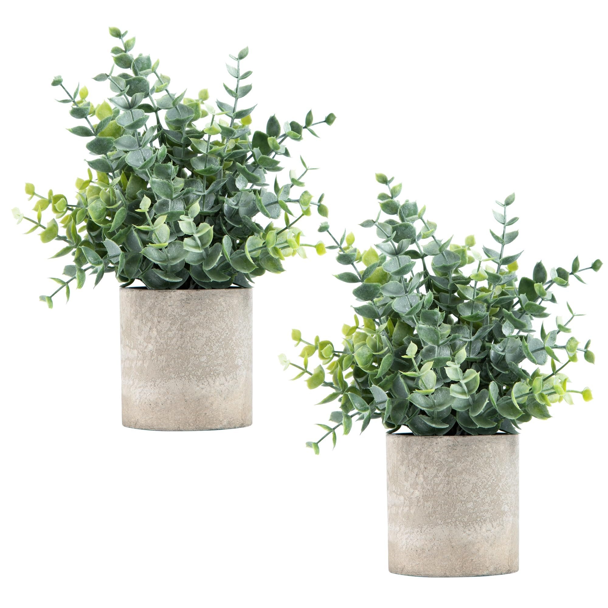 Coferset 2 Pack Small Fake Plants Eucalyptus Potted Artificial Plants for Shelf Desk Home Bathroom Farmhouse Room Coffee Table Decor (Sage Green) - Product Image
