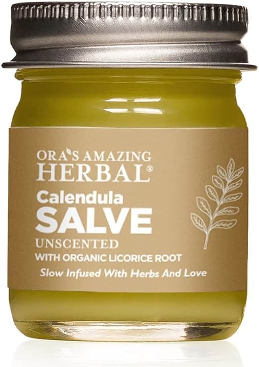 Calendula Salve, Calendula Cream, Drawing Salve, Calendula Ointment, Ora's Amazing Herbal, Coconut Free Salve made with Organic Calendula and Licorice Root, 1 oz - Product Image