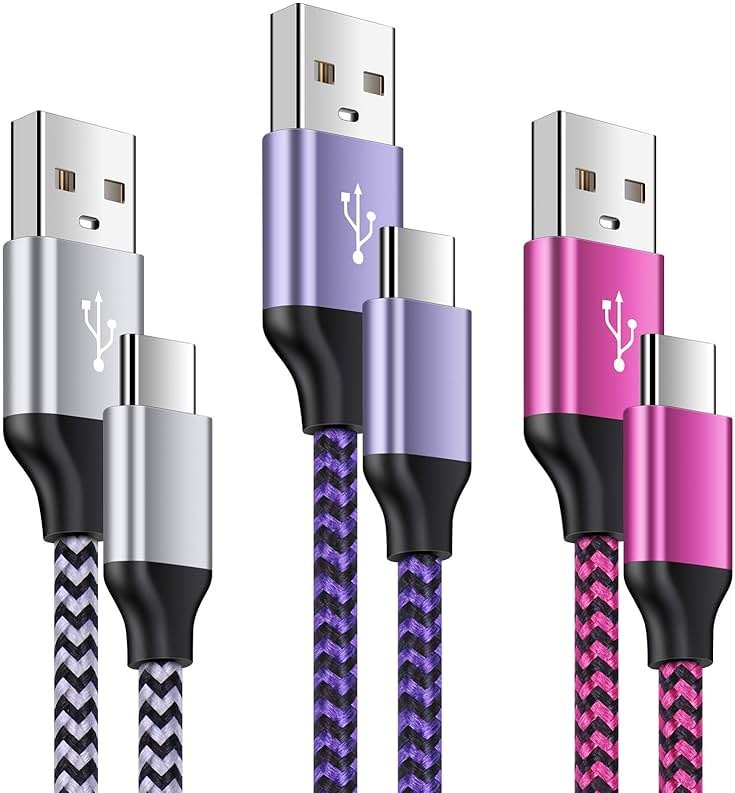 USB Type C Cable Fast Charging C Charger Cord 3 Pack Android Phone Wire for Moto G Stylus/Play/Power 2025 2024,Razr,Samsung Galaxy S24/S23/S25/S25 Ultra/S22/S21/S20,Google Pixel 10 Pro XL/9a/8a/8/7/6 - Product Image