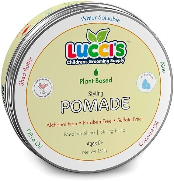 LUCCI’S CHILDRENS GROOMING SUPPLY Baby Hair Gel – 5oz Plant-Based Styling Hair Pomade for Infants – No Parabens or Sulphates – Medium Shine and Strong Hold Hair Paste for Kids - Product Image
