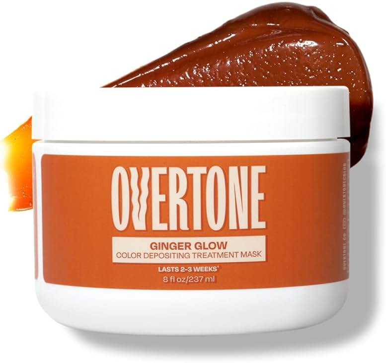 Overtone Semi Permanent Hair Color Conditioner, Ginger Glow, 8 oz, Nourishing, Damage-Free, Color Depositing Mask for All Hair Types with Shea Butter & Coconut Oil, Vegan & Cruelty-Free - Product Image