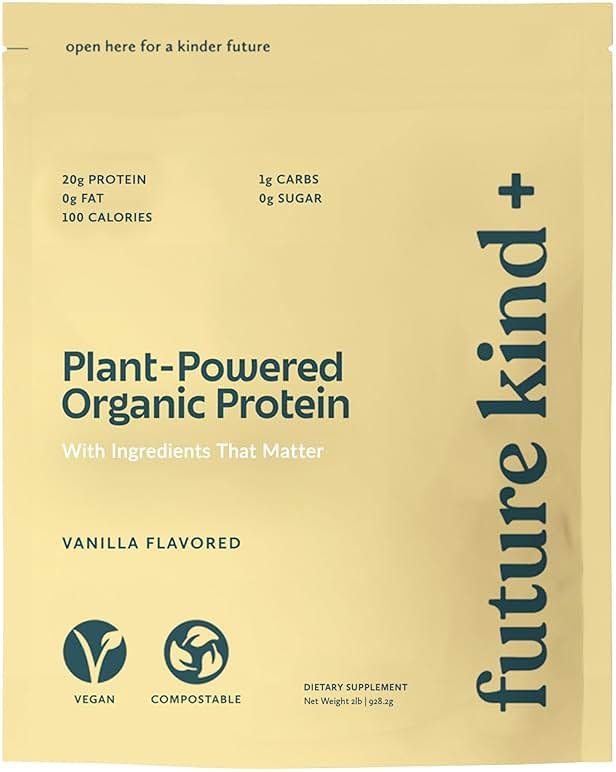 Future Kind Vegan Protein Powder, Vanilla, Pea Plant Protein for Lean Muscle with Iron & Fiber, Whey-Free, Sugar-Free, Soy-Free, Non-Dairy (34 Servings) - Product Image