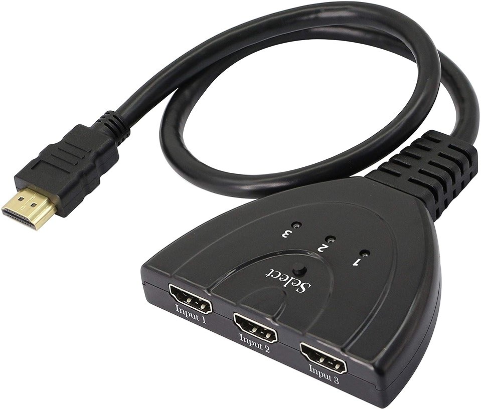 YACSEJAO 3 Port HDMI Switch，HDMI Switch 3 in 1 Out with HDMI Cable，1080P HDMI Splitter Manual HDMI Switcher Plug & Play - Manual HDMI Switcher - Product Image