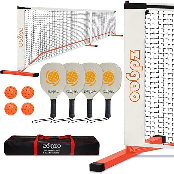 Zdgao Portable Pickleball Net Set, 22FT Regularion Size Pickle Ball Net with Paddles Set, Outdoor Pickleballs and Carry Bag, Easy Setup for Indoor, Outdoor, Driveway - Product Image