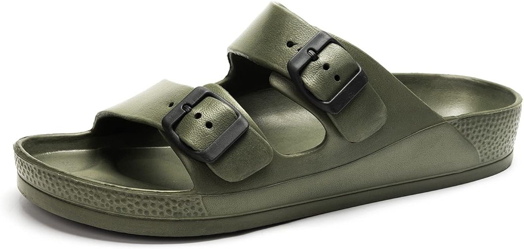 FUNKYMONKEY Men's Comfort Slides Double Buckle Adjustable EVA Flat Sandals - Product Image