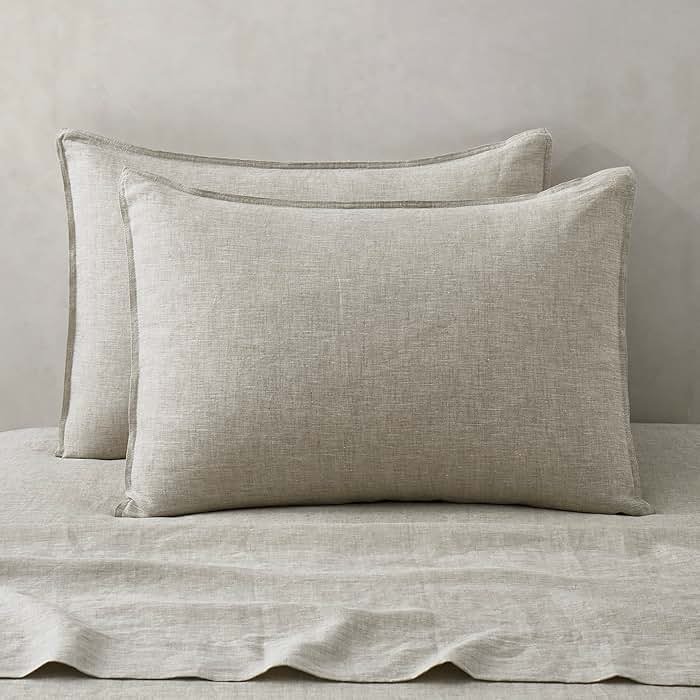 ATLINIA 100% Linen Pillowcases Set of 2, Standard Size 20" x 26" Pillow Case, Linen Pillow Sham - Product Image