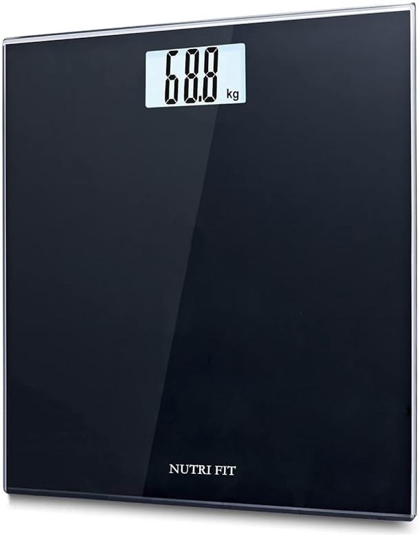 NUTRI FIT Digital Bathroom Scale Body Weight Scales 400 lbs Ultra Slim Most Accurate for Gym Yoga Studio with Large Backlit Display, Black - Product Image
