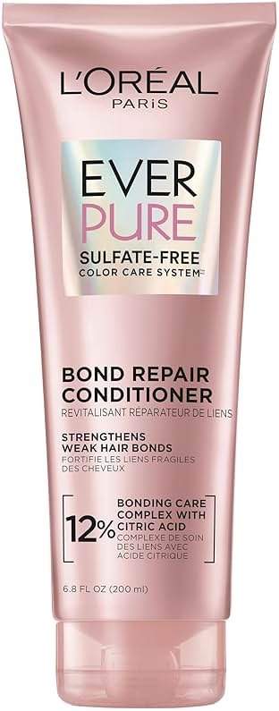 L'Oreal Paris Sulfate Free Bond Repair+ Conditioner, Hair Conditioner with Bond + Amino Acid Complex, Strengthens and Repairs Damaged or Color Treated Hair, EverPure, 6.8 Fl Oz (Packaging May Vary) - Product Image