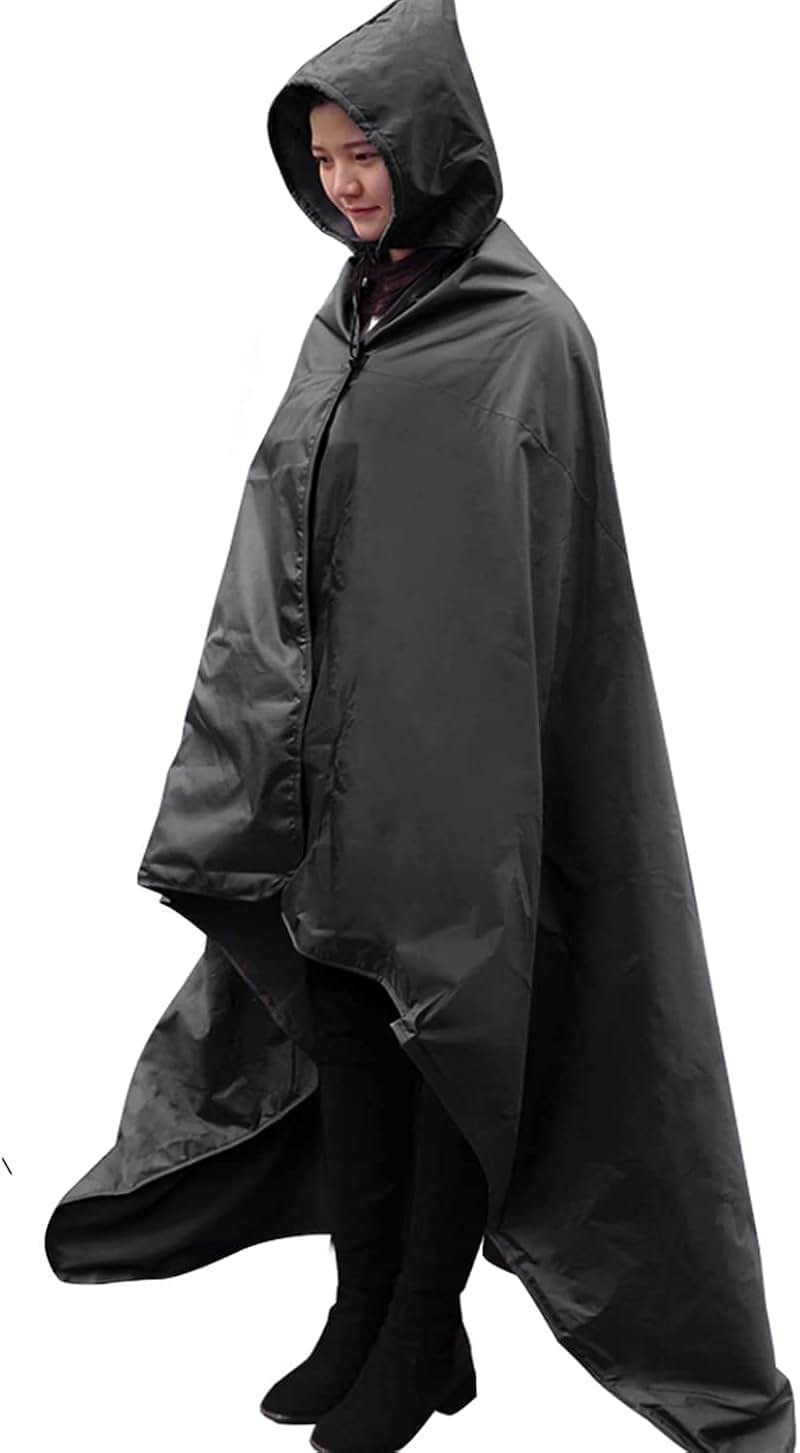 DUKUSEEK Hooded Stadium Blanket, Waterproof Windproof Outdoor Fleece Blanket - Large (79x56), Portable, Wearable, Warm for Outdoor Camping, Picnic, Stadium, Sports, Beach, Concerts, Car, Dogs… - Product Image