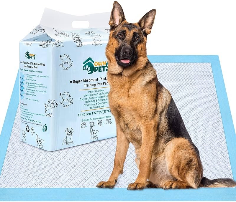 Ownpets Extra Large Dog Pee Pads 35"x32" - 6-Layer Leak Proof Puppy Training Pads with Quick-Dry Surface for Puppies, Adult, Senior & Incontinent Dogs, Multi-Cat Households, 40 Count - Product Image