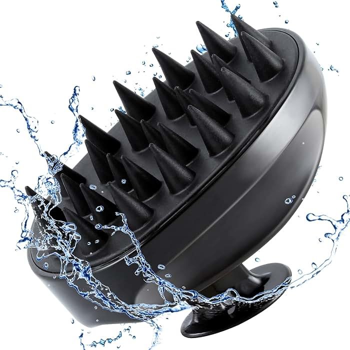 Sosoon Scalp Massager Shampoo Brush, Hair Scalp Scrubber Shower Hair Brush Head Massager for Stress Relax Hair Growth, Dandruff Brush Scalp Exfoliator for Women Men Kids Pets, Black - Product Image