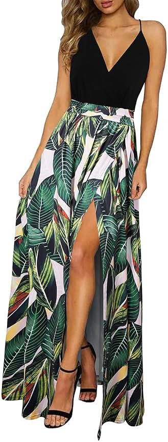 Newshows Women's 2026 Lightweight Summer Wedding Guest Beach Vacation Casual V Neck Split Flowy Maxi Dress - Product Image