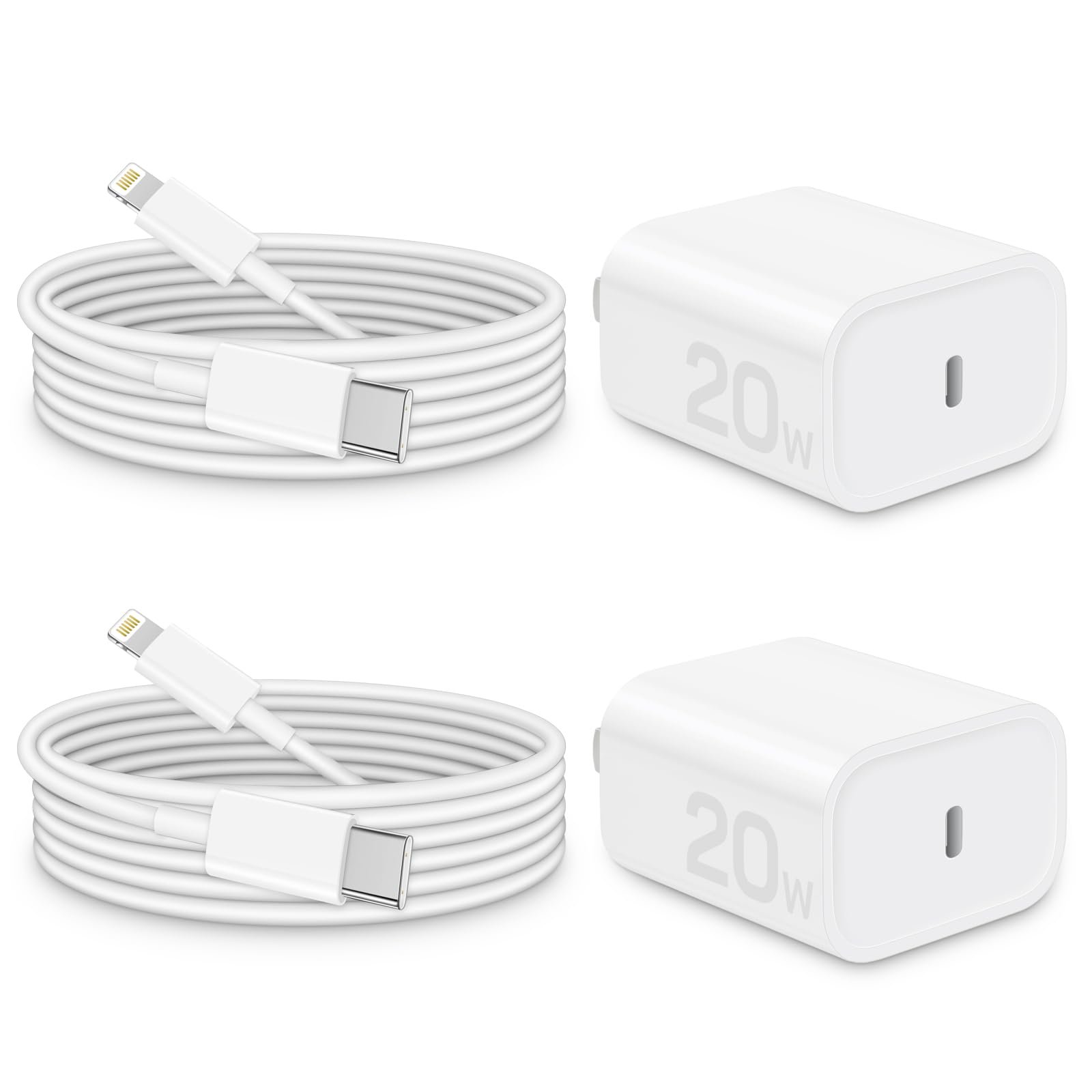 CXX Charger for iPhone 20W Fast Charging [MFi Certified, 2-Pack] USB-C PD Block & 6FT Cable Compatible with iPhone 14/13/12/11/Pro/Plus/Max/Mini/SE, iPad & More - Product Image