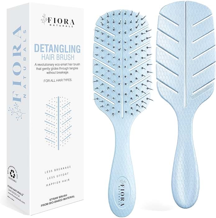 Detangler Brush by Fiora Naturals - Detangling brush w/Ultra-Soft Bristles - Glide Through Tangles with Ease - For Curly, Fine, Black Natural, Women, Men, Kids - Dry and Wet Hair - Product Image