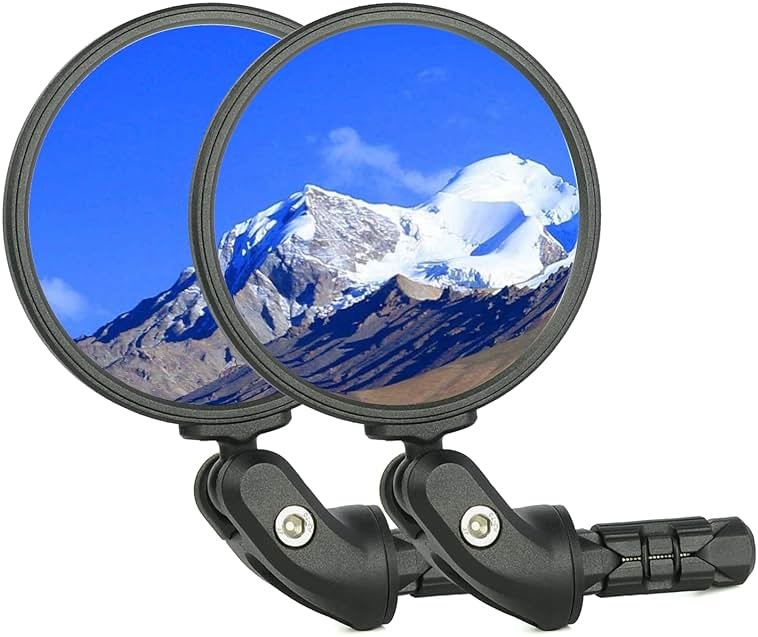 BriskMore Bike Mirrors,Bike Bar End Mirror, HD Glass Convex Lens Bicycle Rearview Mirror, Safe Cycling Rearview Mirror, Easy to Install - Product Image