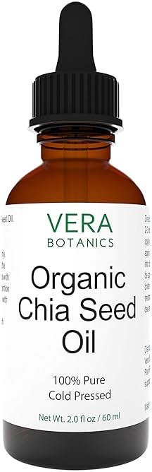 Vera Botanics ORGANIC CHIA SEED OIL 100% Pure & Natural, Unrefined, Cold-Pressed For Face, Dry Skin, Nails, Lips, Body & Hair - Product Image