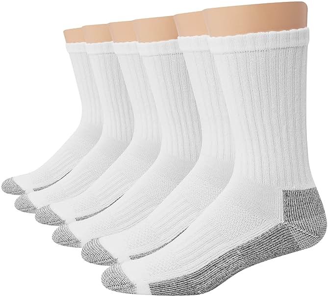 Hanes Men's Work Socks, Cushioned Crew Socks, Moisture-wicking Socks & Odor Control, Black & White, 6 & 12 Pack Available - Product Image