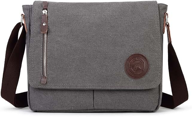 Sechunk Canvas Small Messenger Bag Vintage Shoulder bag Everyday Purse Crossbody bag for men women - Product Image