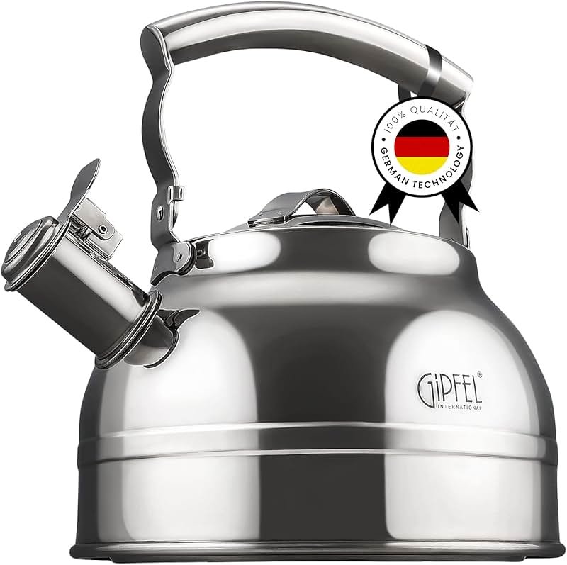 GIPFEL INTERNATIONAL Whistling Tea Kettle Stovetop - Food Grade Stainless Steel Teapot for Stove Top with Ergonomic Handle for Gas, Induction, Electric Stovetops 2.3 Quart - Product Image