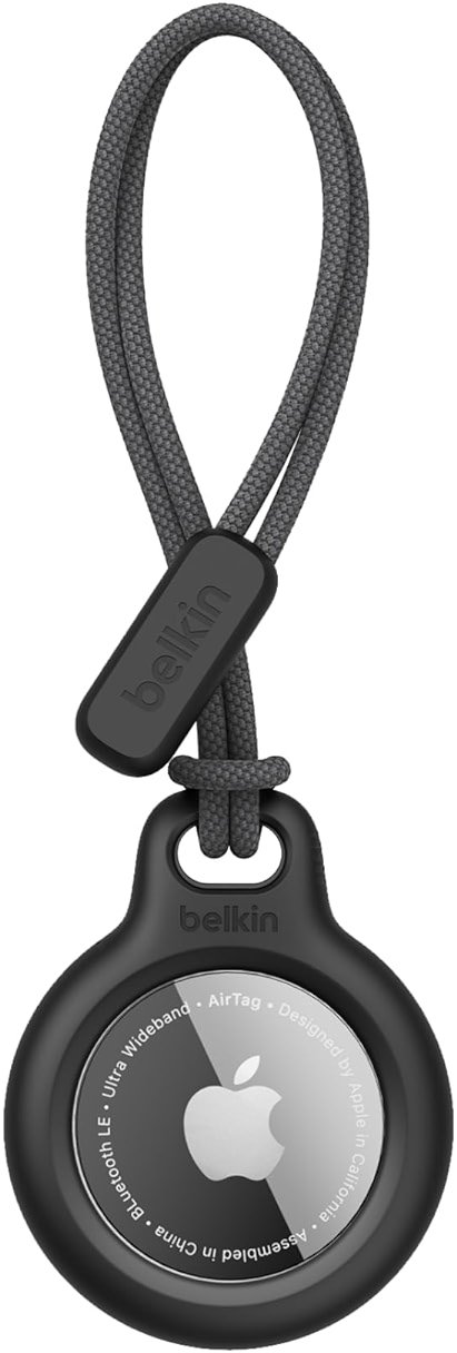 Belkin Apple Airtag Secure Holder With Strap - Apple Air Tag Keychain - Airtag Holder With Strap For Key Ring - Airtag Keychain Accessories - Scratch Resistant Airtag Case With Raised Edges - Black - Product Image