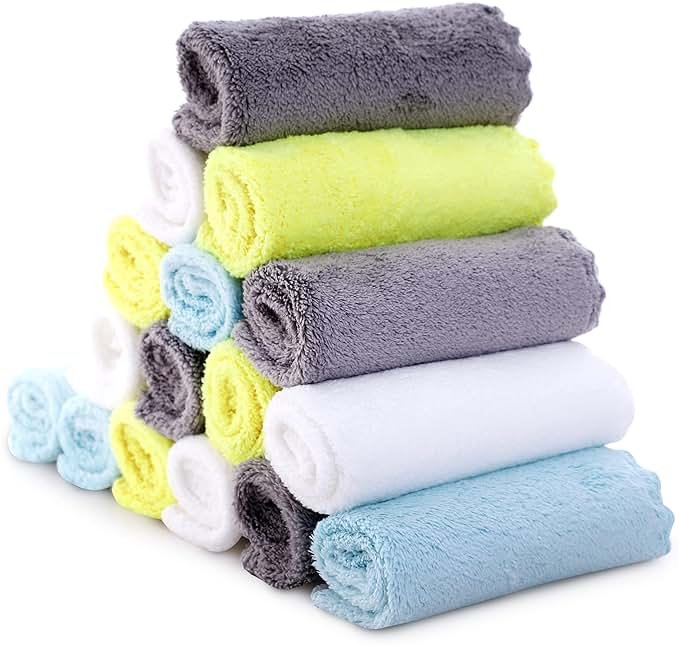 Cute Castle Ultra-Soft Baby Washcloths, 16 Pack - 9" by 9", Gentle on Sensitive Skin for Face and Body, Plush, Super Absorbent Wash Clothes for Girls and Boys - Product Image