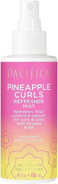 Pacifica Pineapple Curls Refresher Mist - Curl Refresher Spray, with Hyaluronic Acid, Vitamin B5 and Plant Oils, Vegan and Dermatologist Tested Curly Hair Products and Wavy Hair Products - 4 Fl Oz - Product Image