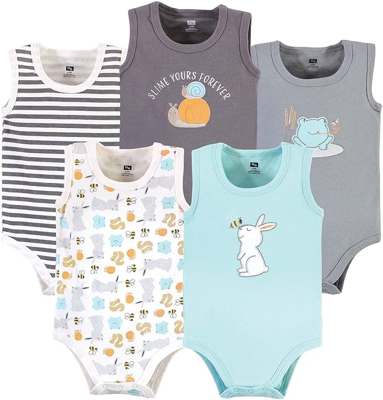 Hudson Baby Unisex Baby Cotton Sleeveless Bodysuits - Product Image