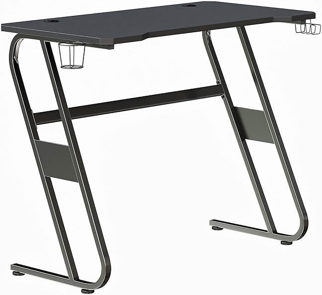 Flash Furniture Fisher Gaming Desk - Black Ergonomic Computer Desk - 51.5" Gamers Table with Cup Holder and Headphone Hook - Product Image