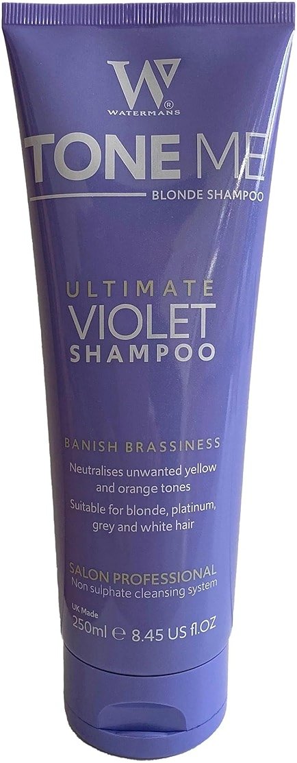 Watermans Purple Shampoo & Purple Conditioner set with Free Makeup Bag, Watermans Life is Better in Blonde set - Remove Yellow tones fast for Blonde, Platinum, White or Grey Hair - Product Image