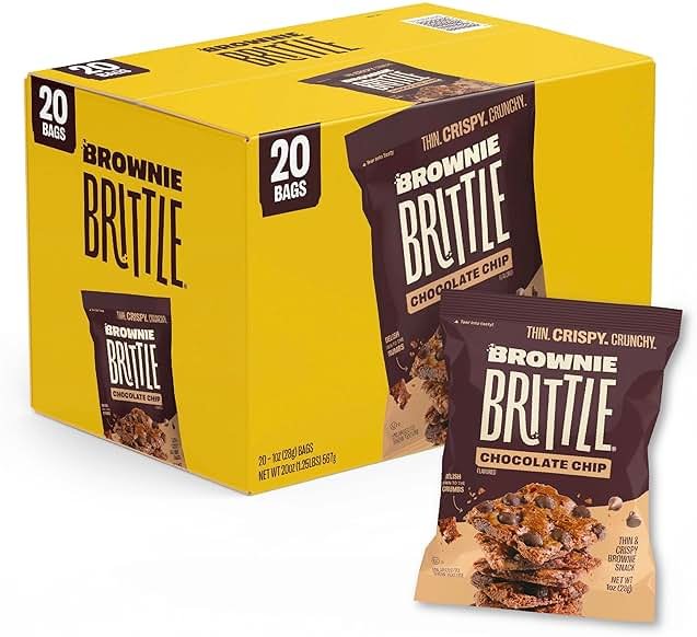 Brownie Brittle – Original Chocolate Chip Thin and Crispy Sweet Snacks (Pack of 20, 1 oz), Rich Gourmet Brownie Bites Dessert - Product Image