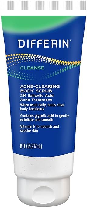 Differin Body Scrub with Salicylic Acid Acne Clearing Improves Tone and Texture Prone Skin on Back Shoulders and Chest, 8 Oz (Packaging May Vary) - Product Image