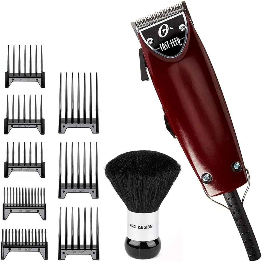 Oster Fast Feed Adjustable Pivot Motor Clipper 76023-510 with 8 Piece Guide Comb Set and Neck Duster - Product Image