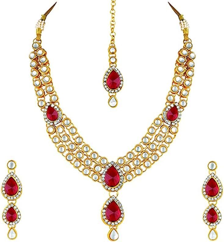Aheli Traditional Kundan Long Necklace Bharatanatyam jewellery set with Earring Maang Tikka Gift for Women - Product Image