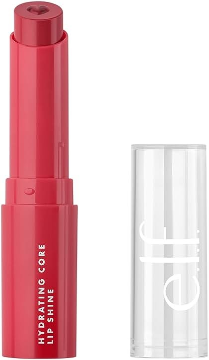 e.l.f. Hydrating Core Lip Shine with Shea Butter & Vitamin E, Tinted Lip Balm for A Smooth, Glossy Finish & Long-Lasting Moisture, Lovely Light Red - Product Image