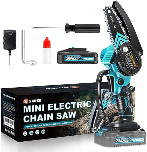 Saker Mini Chainsaw,Portable Electric Chainsaws Cordless,Handheld Chain Saw Pruning Shears Chain Saws for Tree Branches,Courtyard,Household and Garden,Father Day Gift for Men Dad Husband Women - Product Image