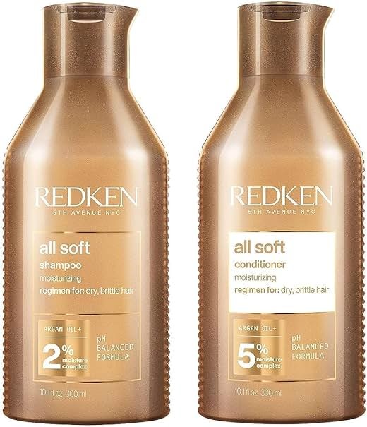 Redken All Soft Shampoo and Conditioner Set - Gently Cleanses and Softens, Moisturizing and Hydrating Set For Dry, Brittle Hair, With Argan Oil - Product Image