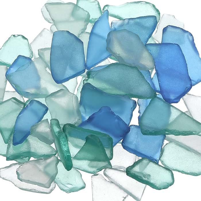 Jetec Sea Glass for Crafts Pieces Seaglass Decor Flat Frosted Sea Glass Ornaments Vase Filler Crushed for Beach Wedding Party Decor Home Aquarium DIY Craft Supplies,11 oz(Blue, White, Green) - Product Image
