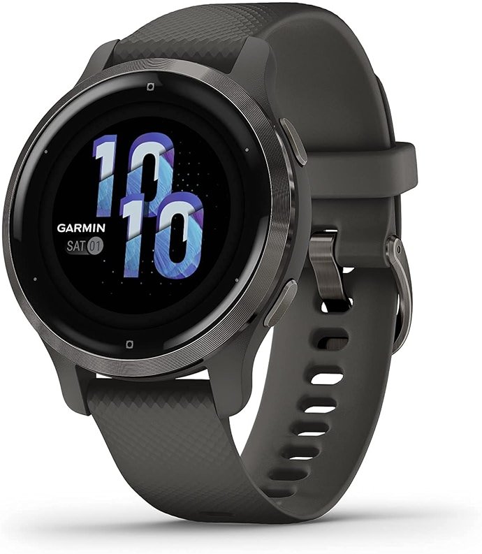 Garmin Venu 2S, Smaller-Sized GPS Smartwatch with Advanced Health Monitoring and Fitness Features, Slate Bezel with Graphite Case and Silicone Band, (010-02429-00) (Renewed) - Product Image