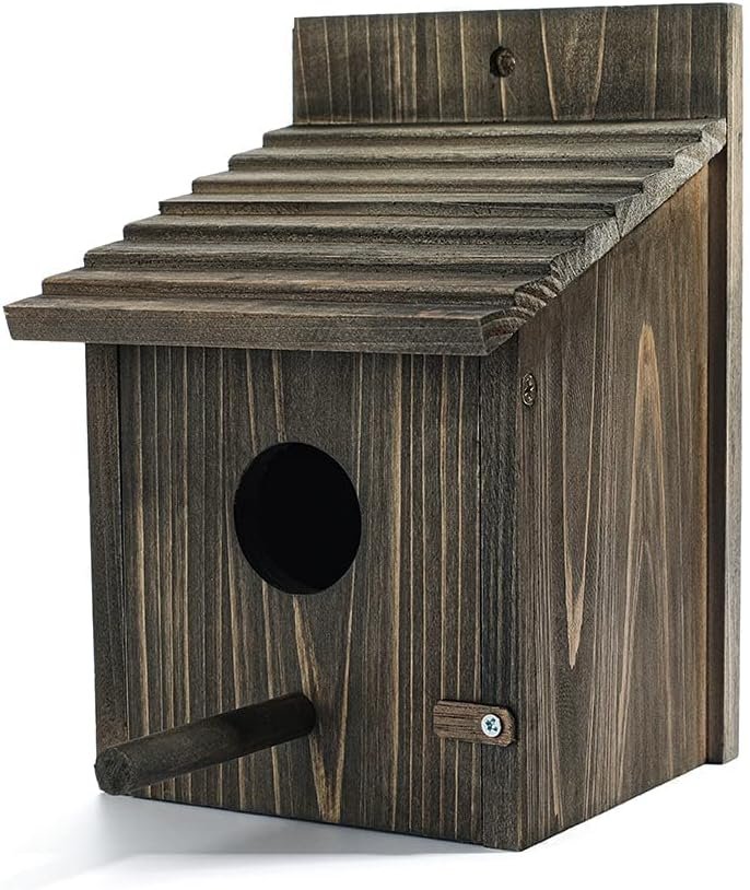 NATUREYLWL Weatherproof Bird House, Wooden Bird Houses for Outside with Pole, Durable Birdhouse for Finch, Bluebird, Cardinals, Hanging Birdhouse Garden Country Cottages - Product Image