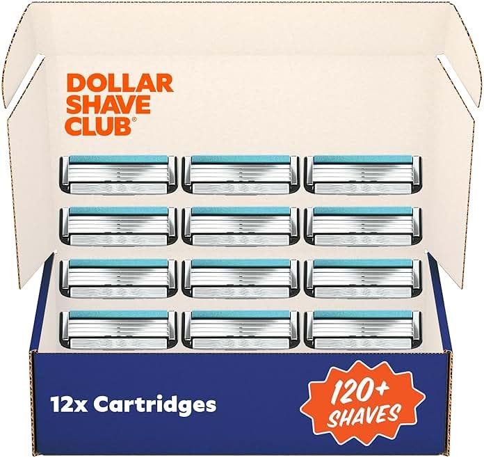 Dollar Shave Club | 4 Blade Razor Refills (12 Pack) | Swift Rinse Blades for Longer and Thicker Hair - Product Image