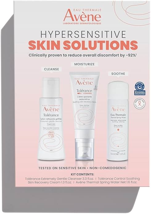 Avène Hypersensitive Skin Starter Kit, Complete Hypersensitive Skin Care Routine, Cream, Cleanser, and Spray - Product Image