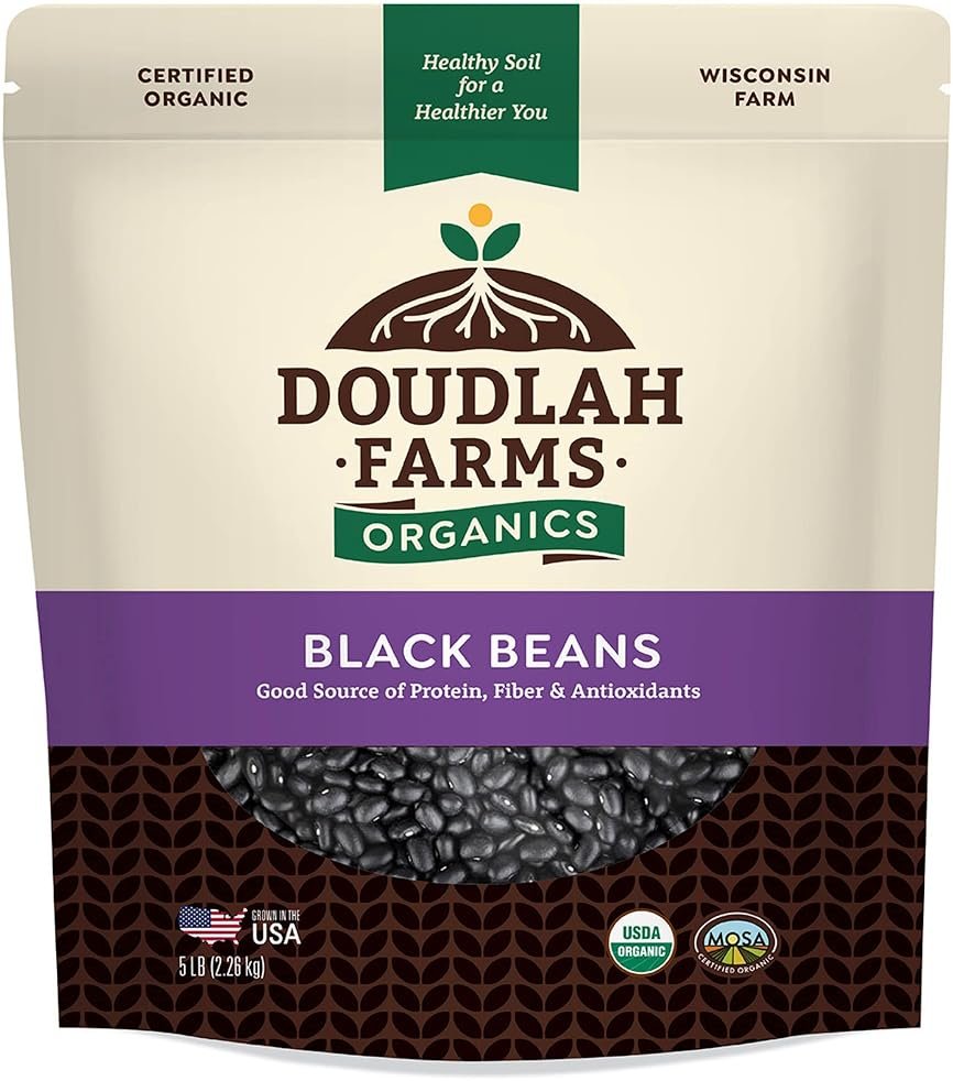 Organic Dried Black Beans 5 lb, Low-Sodium, Non-GMO, Farmed From Regenerative Soil, Tested Clean Certified – Rich in Fiber & Protein – Perfect for Soups, Burritos, Salads & Chili by a Wisconsin Family Farm - Product Image