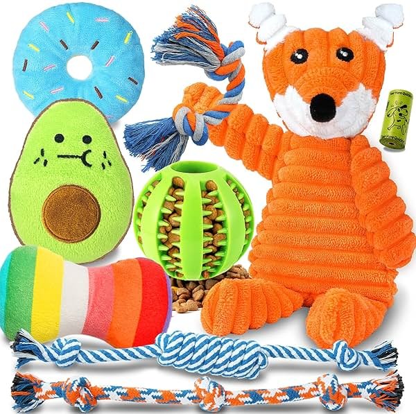 Zeaxuie 9 Pack Luxury Puppy Toys for Teething Small Dogs, Puppy Chew Toys with Cute Squeaky Dog Toys, Ball and More Rope Dog Chew Toys - Product Image