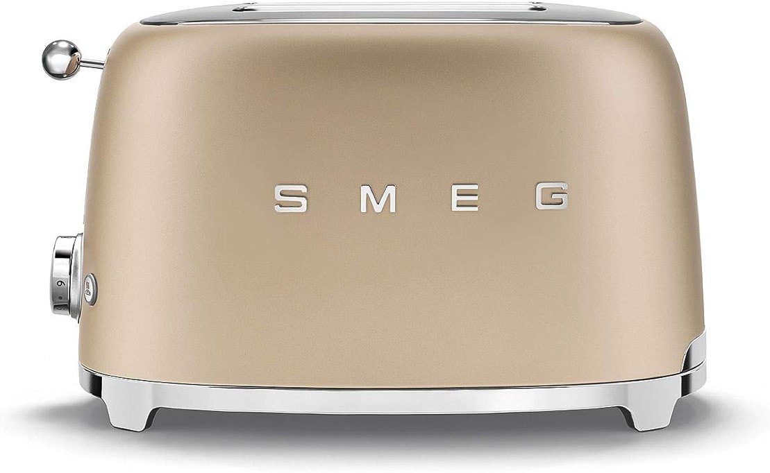 SMEG 2 Slice Toaster with 6 Presets and Defrost Function and Removable Crumb Tray TSF01CHMUS, Matte Champagne - Product Image