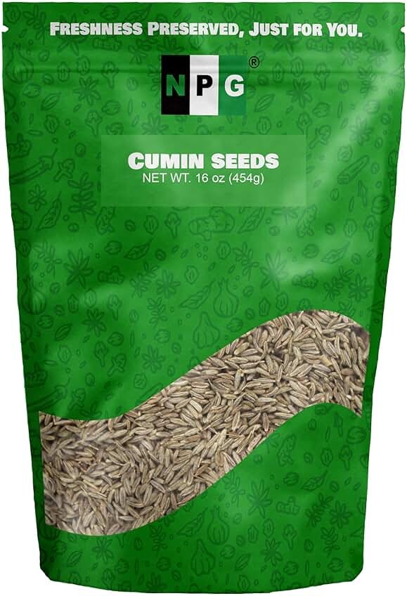 NPG Whole Cumin Seeds 16 Ounces, Raw All Natural Gluten Free Non-GMO, Whole Cumin Seed Bulk for Mediterranean and Southwest Asia Dishes - Product Image