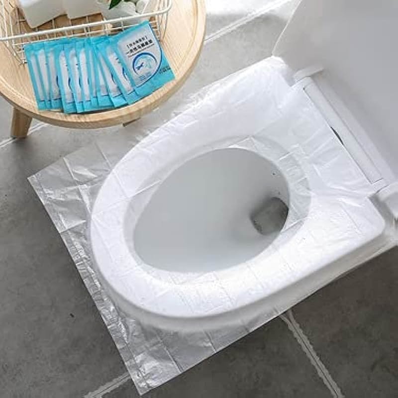 NEAGLORY 100 Pack Disposable Plastic Toilet Seat Cover Waterproof and Non Slip Individually Wrapped, for Travel, Toilet Seat Protectors for Toddler Potty Training, Pregnant Mom, Adult - Product Image