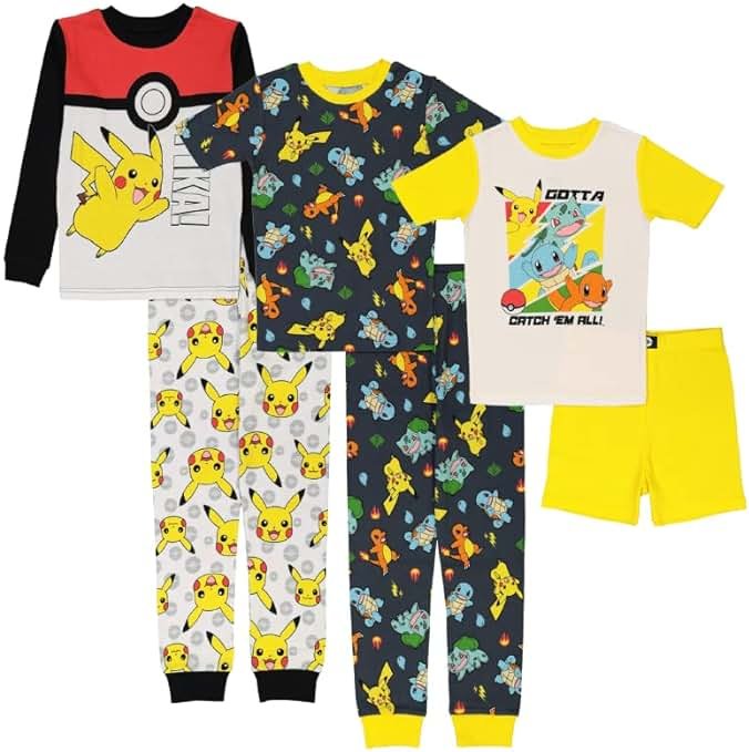 Pokemon boys 6-piece Snug-fit Cotton Pajama Set, Soft & Cute for Kids - Product Image