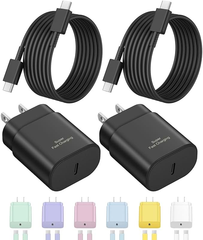 Type C Charger Fast Charging for iPhone 17 16 15,USB C Samsung Chargers Block 25W Super Fast Chargers for Samsung Galaxy S25/S24 S23 S22 S21/iPhone Air/17/17 Pro Max/iPhone 16/16 Pro Max/15 Pro Max - Product Image