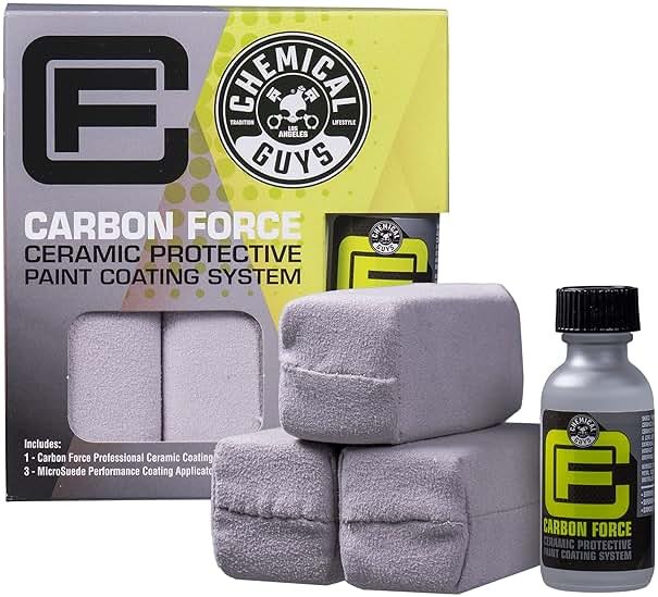 Chemical Guys Carbon Force Ceramic Protective Paint Coating System - Professional-Grade SiO₂ Protection, Extreme Gloss and Durability, Includes 3 Microsuede Applicators - 1 fl oz - Product Image